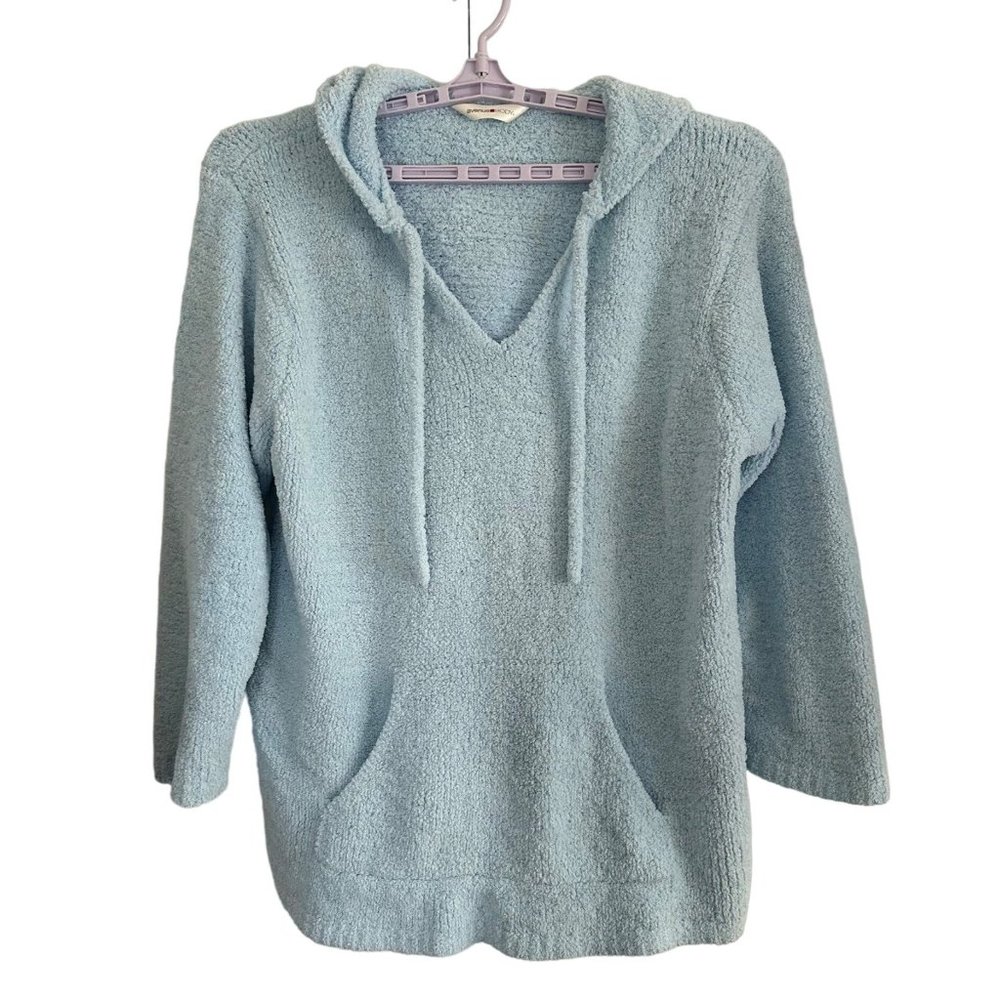 Avenue Women's SZ 26 28 Sherpa Hoodie with Kangaroo Pocket Pale Blue